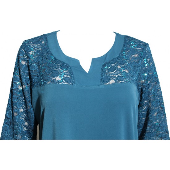 Официална блуза в петролено синьо