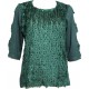 Официална блуза в маслено зелено с ресни и пайте