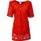 Елегатта червена блуза от плетена дантела