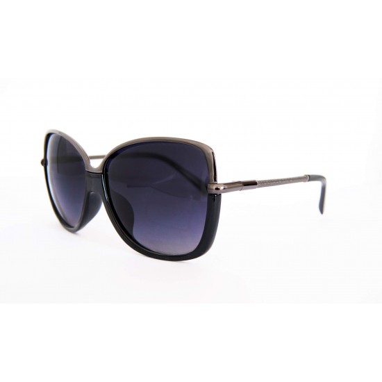 Дамски слънчеви очила в черно с метални детайли
